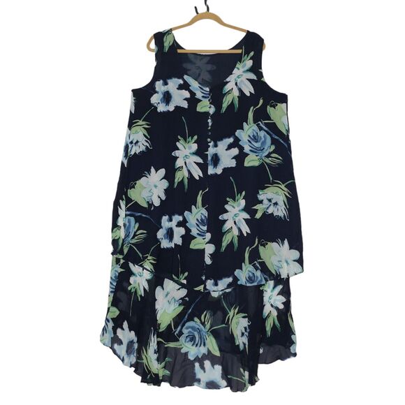 Spenser Jeremy Silk Floral Layered Sleeveless Dress Ruffles Womens Size 18 EUC - Picture 2 of 8